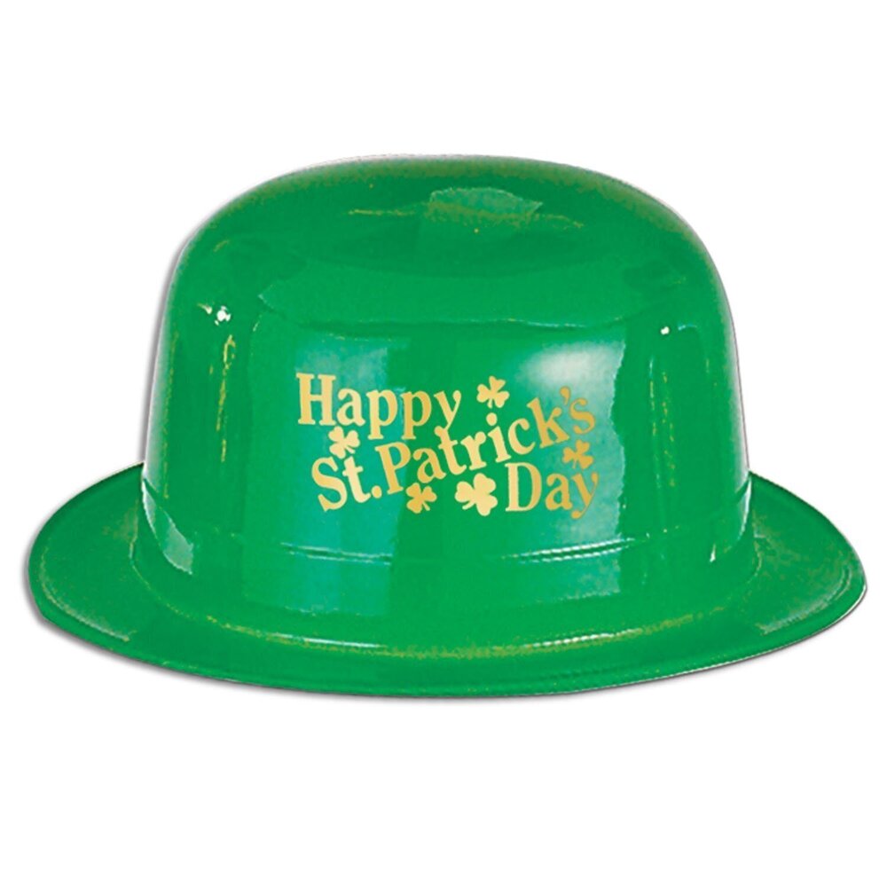 8929 33165 48-Pack Plastic Happy St. Patrick's Day Derbies Party Hat
